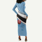 Custom Botswana Cricket Long Sleeve Bodycon Dress Go Champions Baggy Blues - African Pride