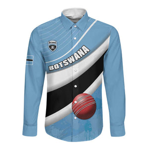 Custom Botswana Cricket Long Sleeve Button Shirt Go Champions Baggy Blues - African Pride