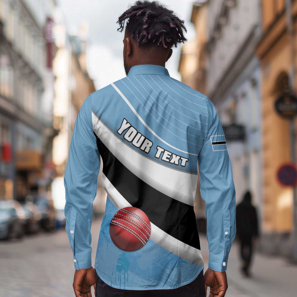 Custom Botswana Cricket Long Sleeve Button Shirt Go Champions Baggy Blues - African Pride