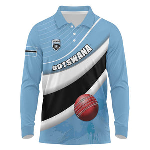Custom Botswana Cricket Long Sleeve Polo Shirt Go Champions Baggy Blues - African Pride