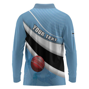 Custom Botswana Cricket Long Sleeve Polo Shirt Go Champions Baggy Blues - African Pride