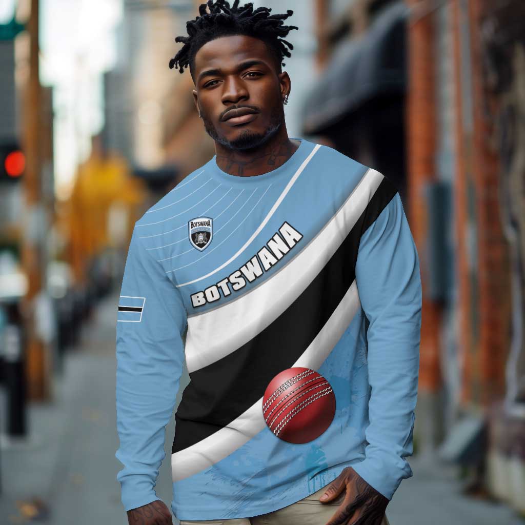 Custom Botswana Cricket Long Sleeve Shirt Go Champions Baggy Blues - African Pride