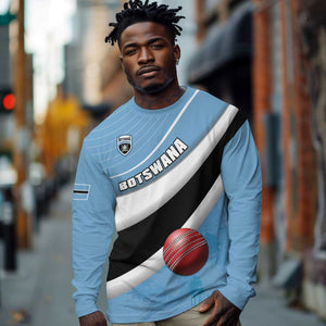 Custom Botswana Cricket Long Sleeve Shirt Go Champions Baggy Blues - African Pride