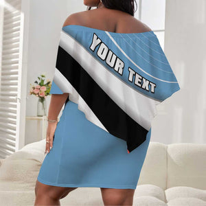 Custom Botswana Cricket Off Shoulder Short Dress Go Champions Baggy Blues - African Pride