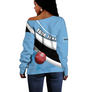 Custom Botswana Cricket Off Shoulder Sweater Go Champions Baggy Blues - African Pride