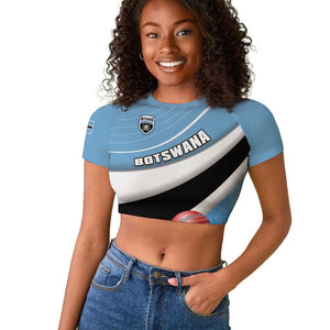 Custom Botswana Cricket Raglan Cropped T shirt Go Champions Baggy Blues - African Pride