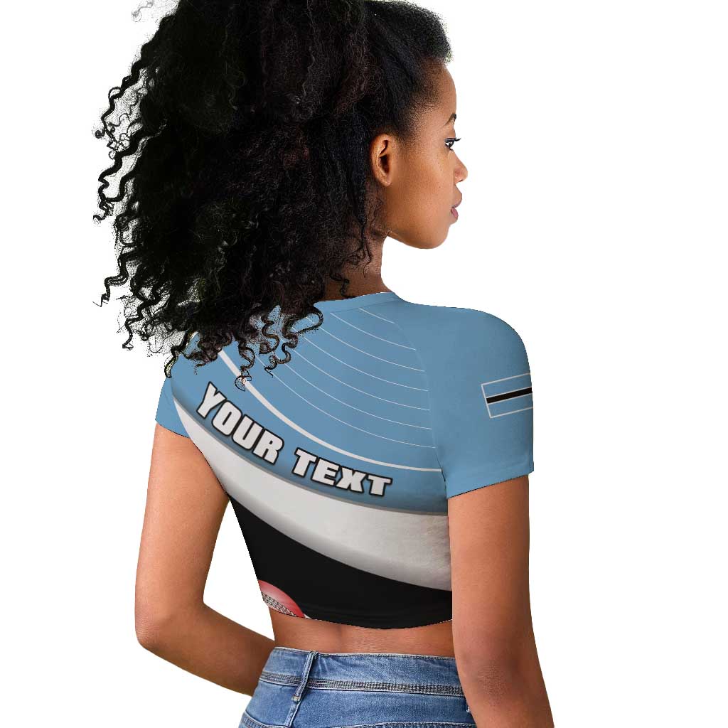 Custom Botswana Cricket Raglan Cropped T shirt Go Champions Baggy Blues - African Pride