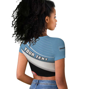 Custom Botswana Cricket Raglan Cropped T shirt Go Champions Baggy Blues - African Pride