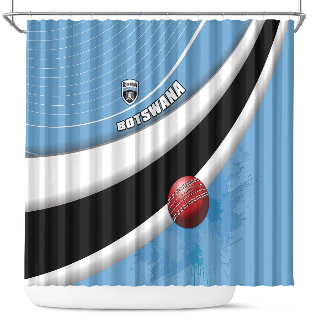 Botswana Cricket Shower Curtain Go Champions Baggy Blues - African Pride