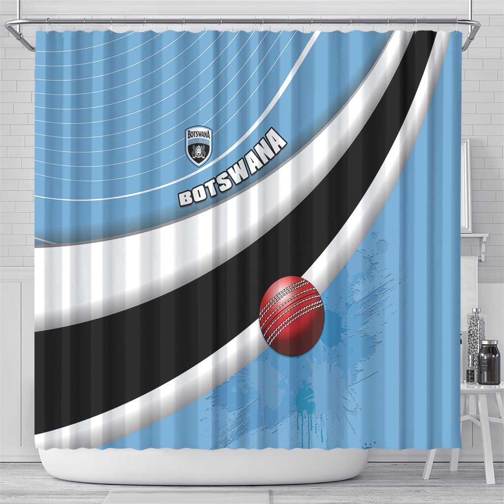 Botswana Cricket Shower Curtain Go Champions Baggy Blues - African Pride