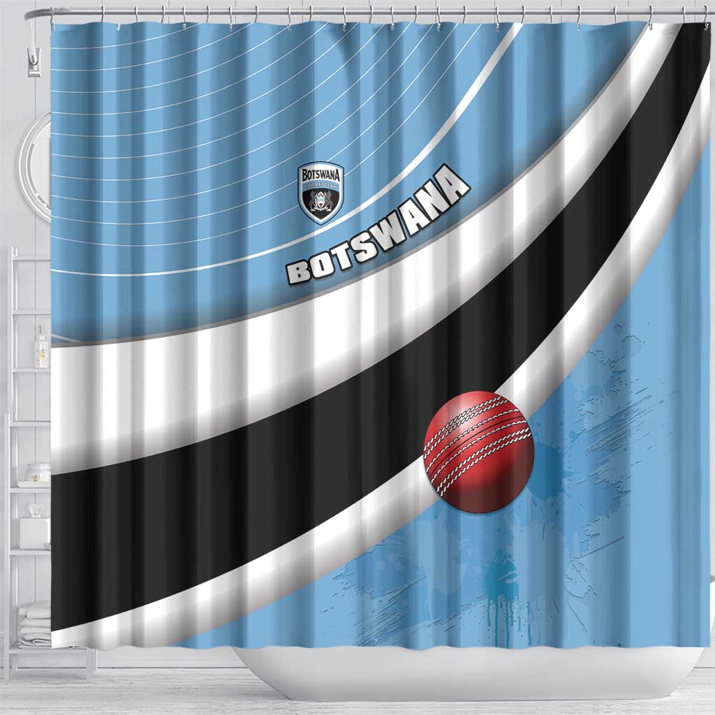 Botswana Cricket Shower Curtain Go Champions Baggy Blues - African Pride