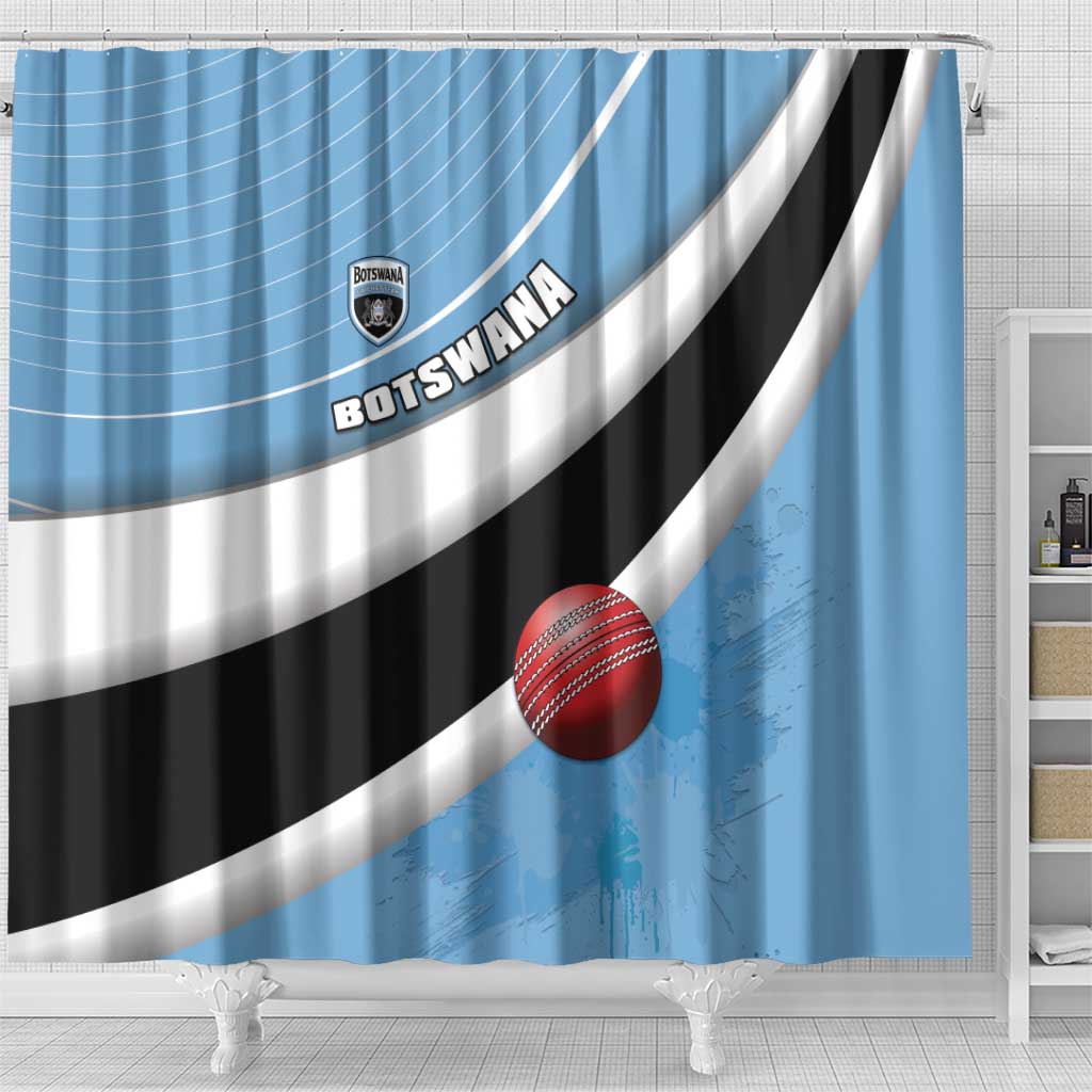 Botswana Cricket Shower Curtain Go Champions Baggy Blues - African Pride