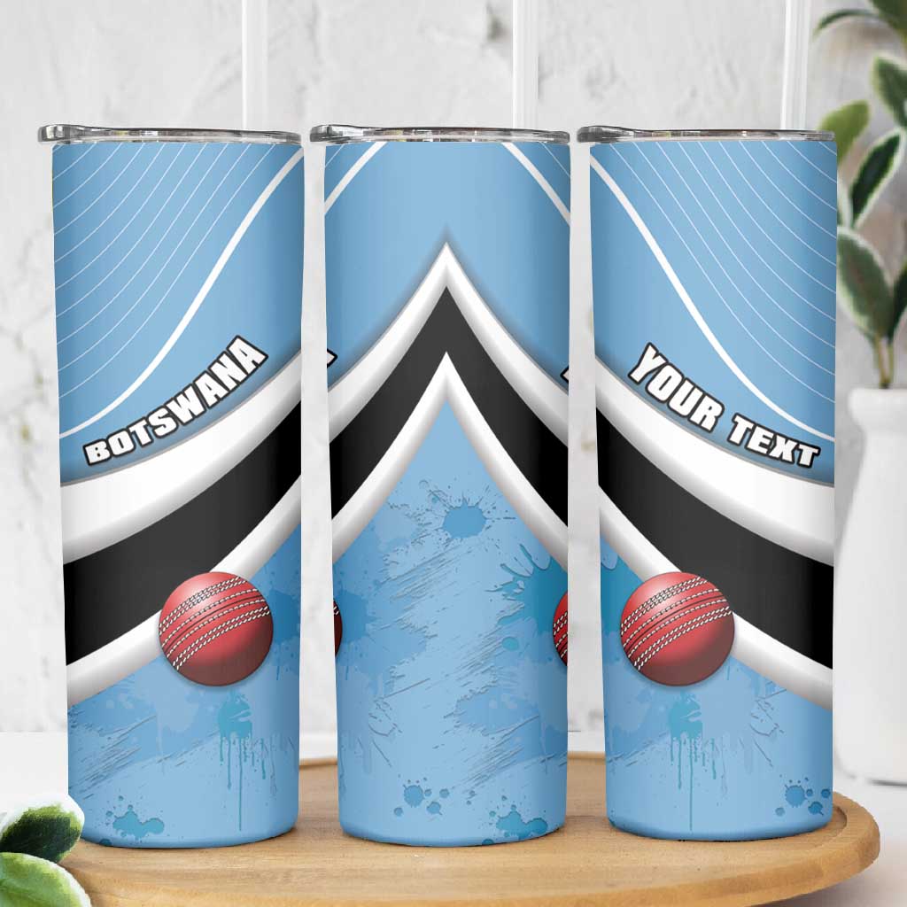 Custom Botswana Cricket Skinny Tumbler Go Champions Baggy Blues - African Pride