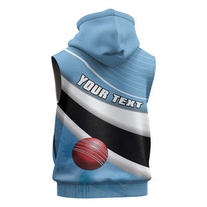 Custom Botswana Cricket Sleeveless Zip Hoodie Go Champions Baggy Blues - African Pride