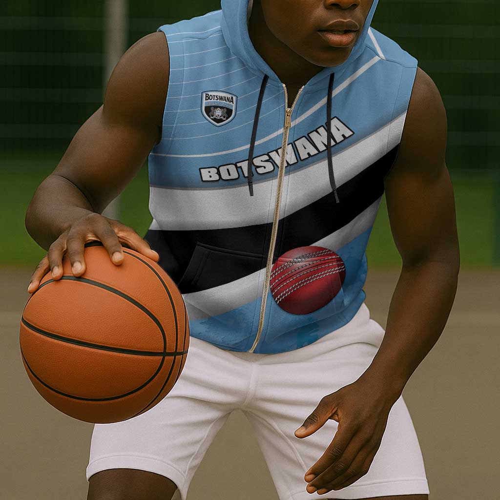 Custom Botswana Cricket Sleeveless Zip Hoodie Go Champions Baggy Blues - African Pride