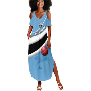 Custom Botswana Cricket Summer Maxi Dress Go Champions Baggy Blues - African Pride