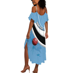Custom Botswana Cricket Summer Maxi Dress Go Champions Baggy Blues - African Pride