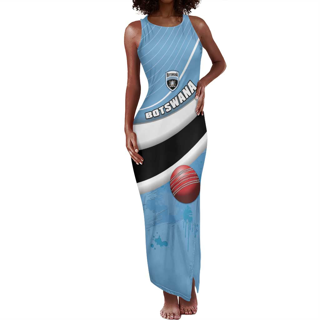 Custom Botswana Cricket Tank Maxi Dress Go Champions Baggy Blues - African Pride