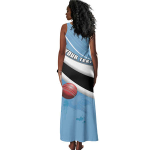 Custom Botswana Cricket Tank Maxi Dress Go Champions Baggy Blues - African Pride