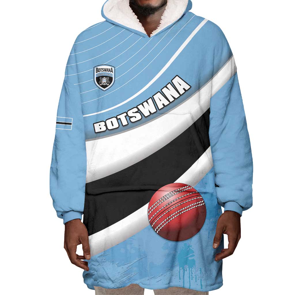 Custom Botswana Cricket Wearable Blanket Hoodie Go Champions Baggy Blues - African Pride