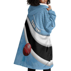Custom Botswana Cricket Wearable Blanket Hoodie Go Champions Baggy Blues - African Pride