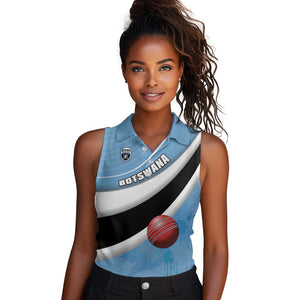 Custom Botswana Cricket Women Sleeveless Polo Shirt Go Champions Baggy Blues - African Pride