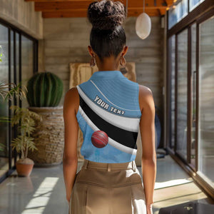 Custom Botswana Cricket Women Sleeveless Polo Shirt Go Champions Baggy Blues - African Pride