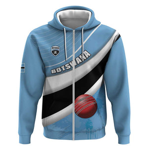 Custom Botswana Cricket Zip Hoodie Go Champions Baggy Blues - African Pride