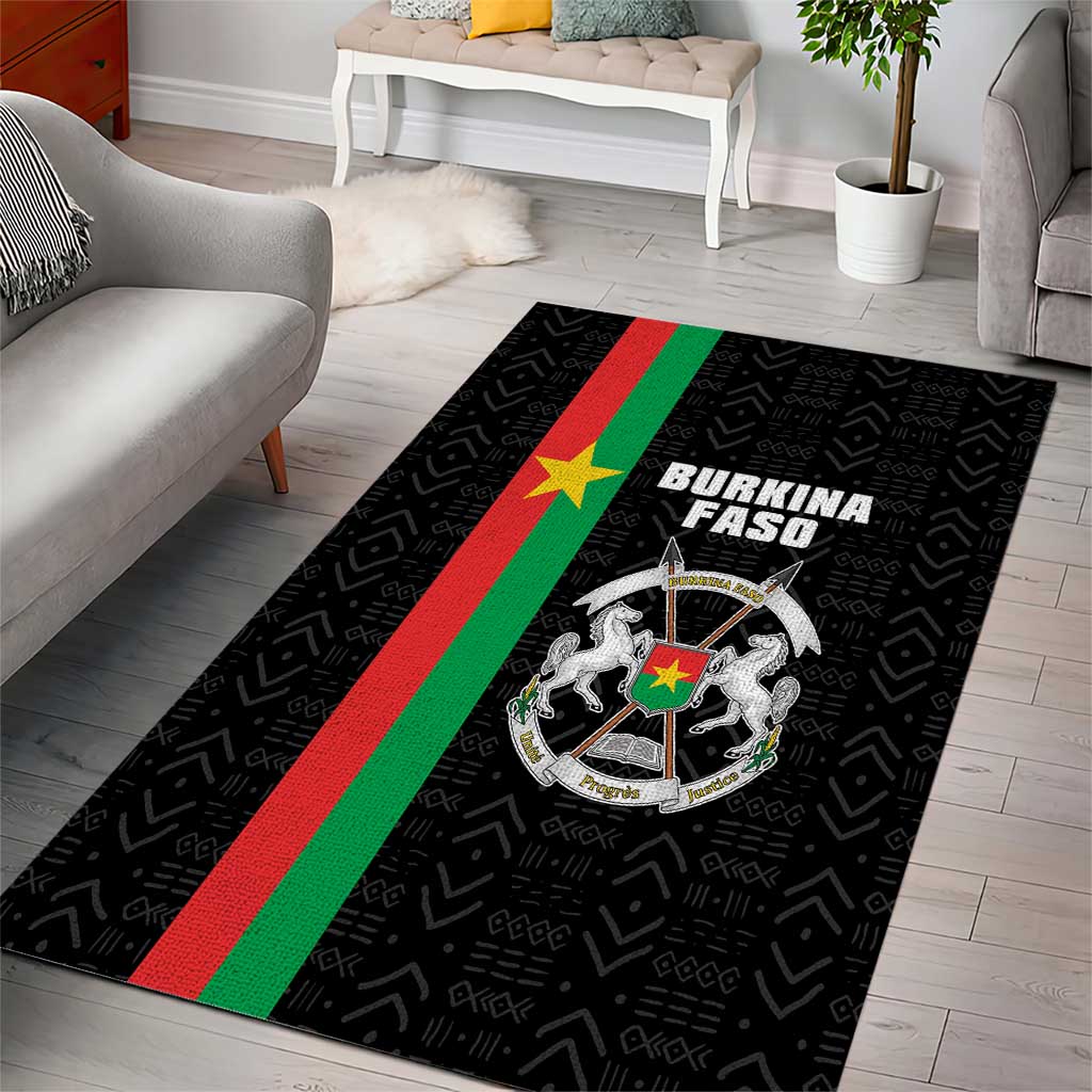 Burkina Faso Area Rug Striped Black - Bogolan Pattern - African Pride