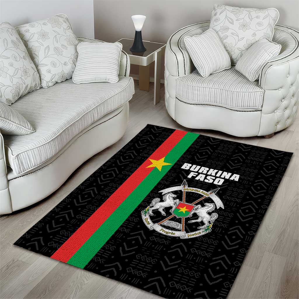 Burkina Faso Area Rug Striped Black - Bogolan Pattern - African Pride