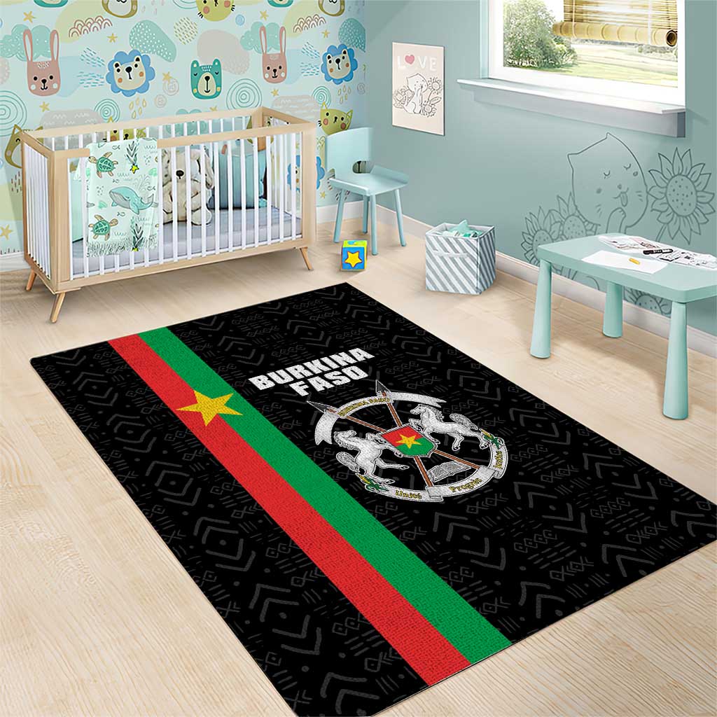 Burkina Faso Area Rug Striped Black - Bogolan Pattern - African Pride