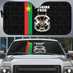 Burkina Faso Striped Auto Sun Shade African Mud Cloth Pattern - Black