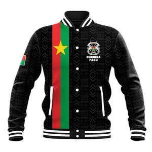 Personalized Burkina Faso Baseball Jacket Striped Black - Bogolan Pattern - African Pride