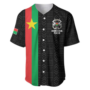 Personalized Burkina Faso Baseball Jersey Striped Black - Bogolan Pattern - African Pride