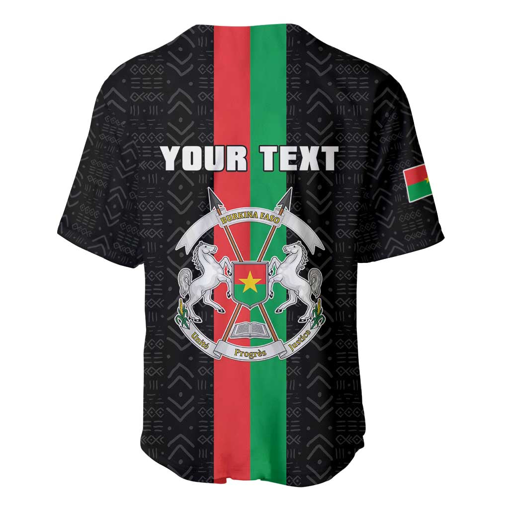 Personalized Burkina Faso Baseball Jersey Striped Black - Bogolan Pattern - African Pride
