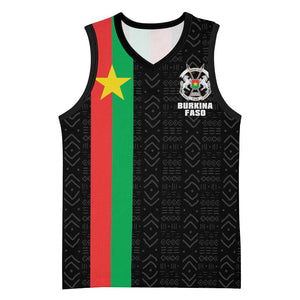 Personalized Burkina Faso Basketball Jersey Striped Black - Bogolan Pattern - African Pride