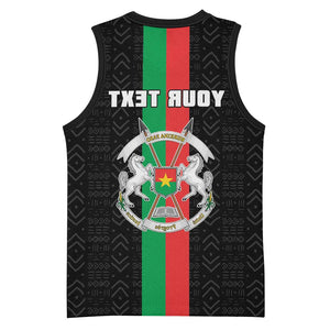 Personalized Burkina Faso Basketball Jersey Striped Black - Bogolan Pattern - African Pride