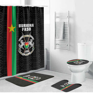 Burkina Faso Striped Bathroom Set African Mud Cloth Pattern - Black