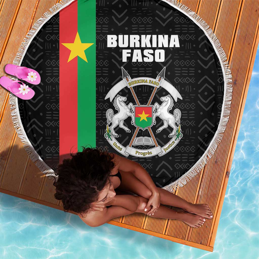 Burkina Faso Beach Blanket Striped Black - Bogolan Pattern - African Pride