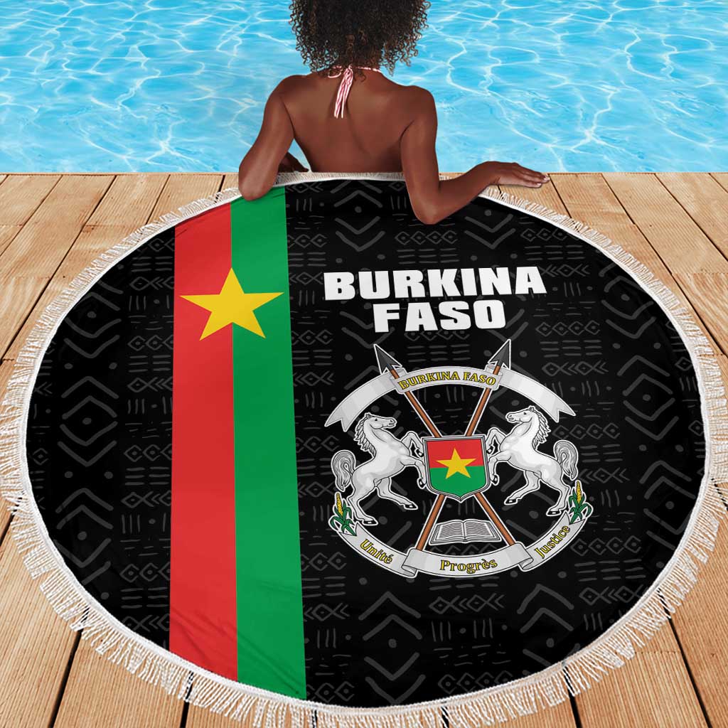 Burkina Faso Beach Blanket Striped Black - Bogolan Pattern - African Pride