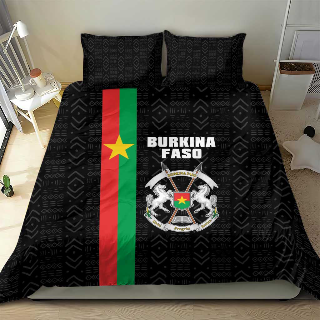 Burkina Faso Bedding Set Striped Black - Bogolan Pattern - African Pride