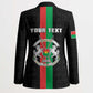 Personalized Burkina Faso Striped Blazer African Mud Cloth Pattern - Black