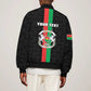 Personalized Burkina Faso Bomber Jacket Striped Black - Bogolan Pattern - African Pride