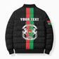 Personalized Burkina Faso Striped Bomber Puffer Jacket African Mud Cloth Pattern - Black