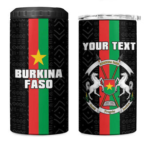 Personalized Burkina Faso 4 in 1 Can Cooler Tumbler Striped Black - Bogolan Pattern - African Pride