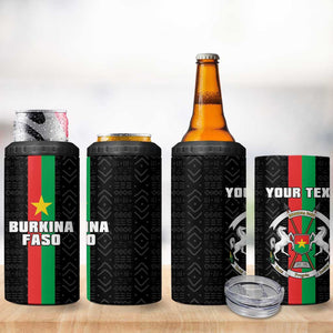 Personalized Burkina Faso 4 in 1 Can Cooler Tumbler Striped Black - Bogolan Pattern - African Pride