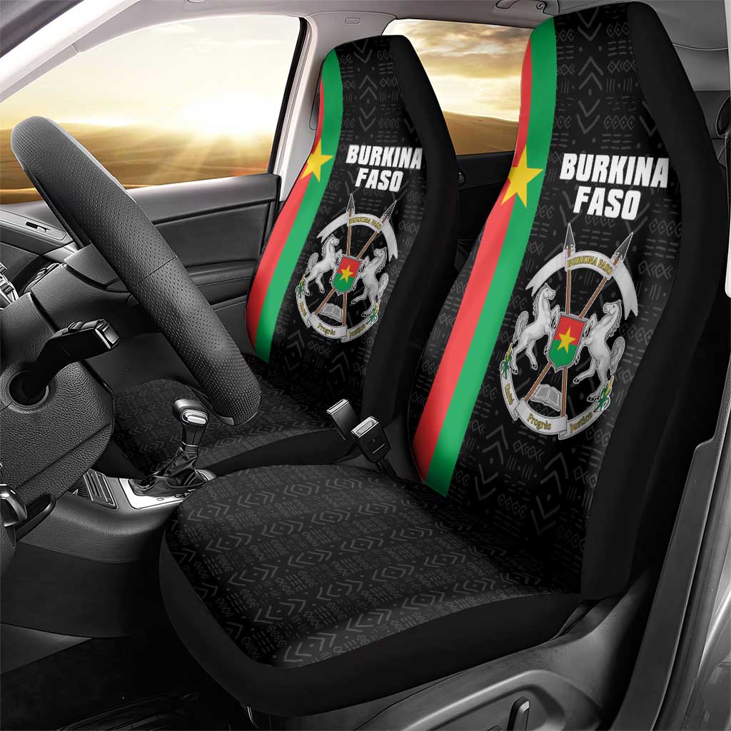 Burkina Faso Car Seat Cover Striped Black - Bogolan Pattern - African Pride