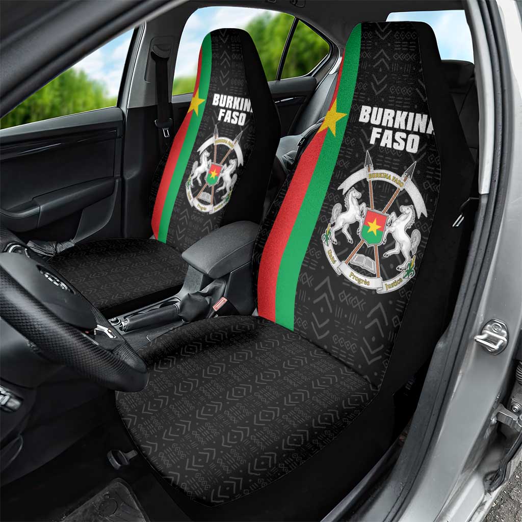 Burkina Faso Car Seat Cover Striped Black - Bogolan Pattern - African Pride