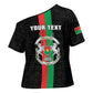 Personalized Burkina Faso Striped Cross Shoulder Shirt African Mud Cloth Pattern - Black