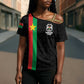 Personalized Burkina Faso Striped Cross Shoulder Shirt African Mud Cloth Pattern - Black